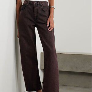 Frame Long Barrel High-rise Wide-leg Jeans in Ore / Brown
